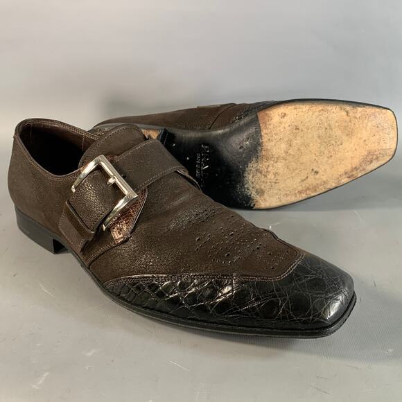 PRADA Size 8 Brown 2P 1403 Leather Monk Strap Loafers main image 7